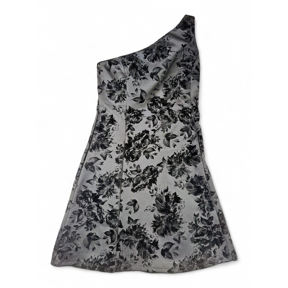 Prosecco One-Shoulder Floral‎ Velvet Cocktail Dress Size 8